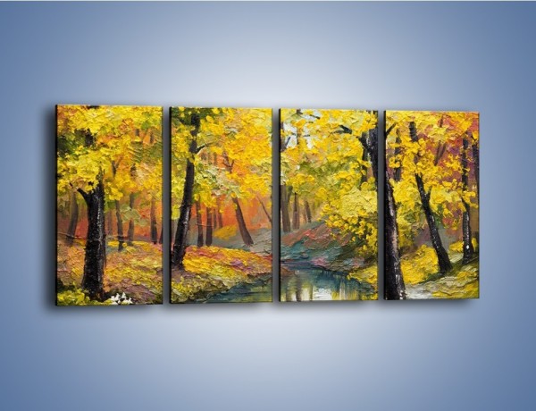 Obraz na płótnie – Jesienną pora w lesie – czteroczęściowy GR434W1
