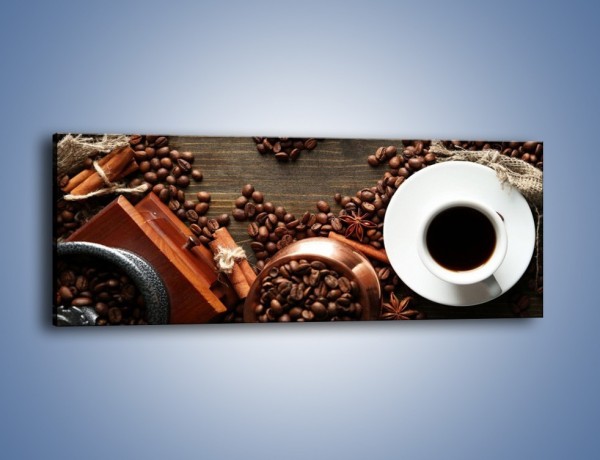 Obraz na płótnie – Serce biel i kawa – jednoczęściowy panoramiczny JN447