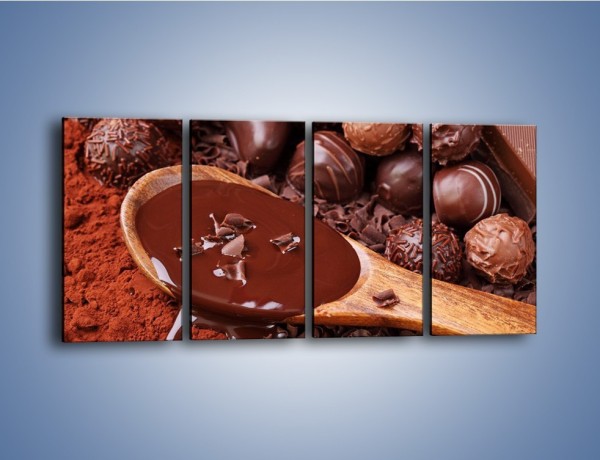 Obraz na płótnie – Praliny w płynącej czekoladzie – czteroczęściowy JN018W1