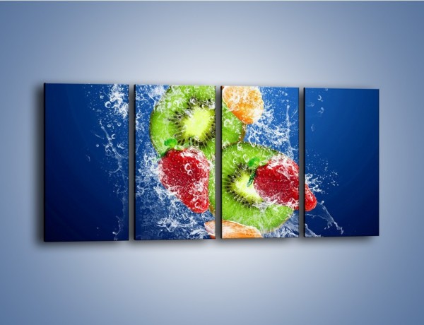Obraz na płótnie – Soczyste kawałki owoców w wodzie – czteroczęściowy JN023W1
