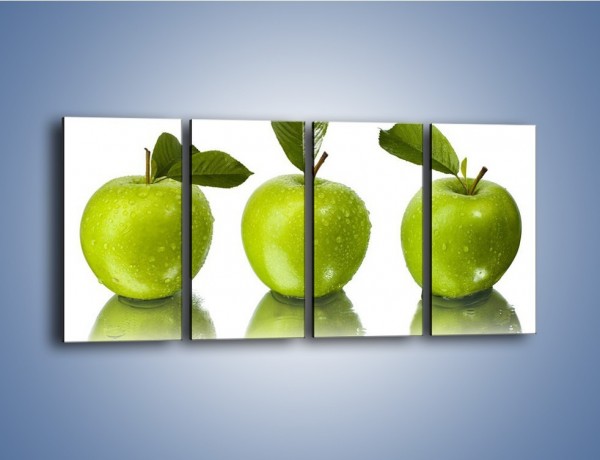 Obraz na płótnie – Świeżo umyte zielone jabłka – czteroczęściowy JN047W1