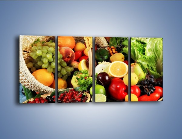 Obraz na płótnie – Kosz pełen owocowo-warzywnego zdrowia – czteroczęściowy JN059W1