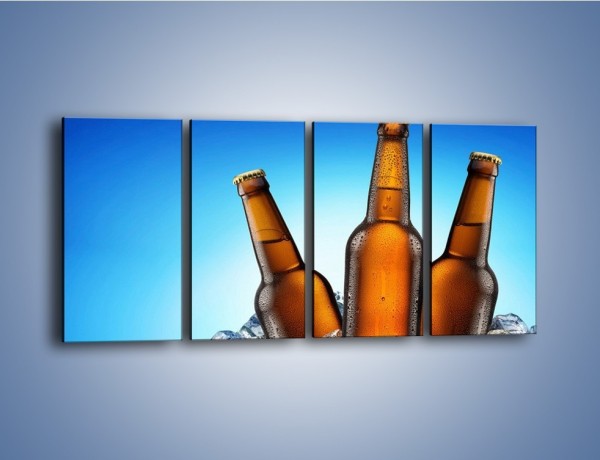 Obraz na płótnie – Szron na butelkach piwa – czteroczęściowy JN075W1