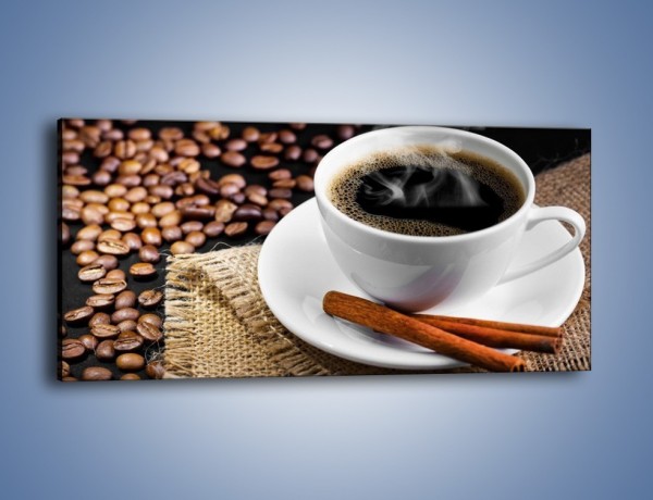 Obraz na płótnie – Kawa z cynamonową laską – jednoczęściowy panoramiczny JN456