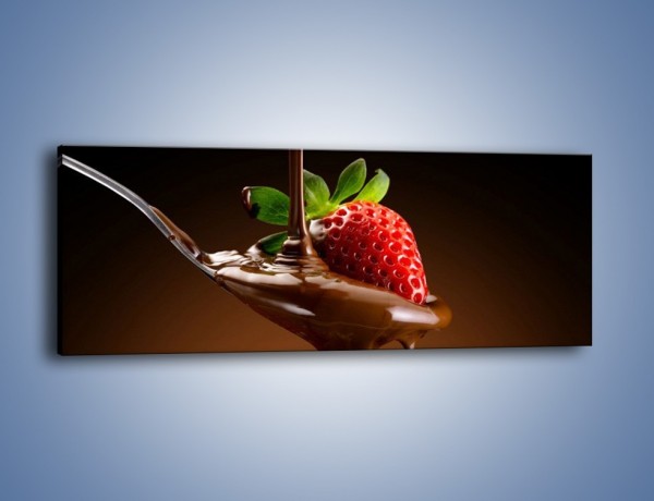 Obraz na płótnie – Truskawki zatopione w czekoladzie – jednoczęściowy panoramiczny JN461