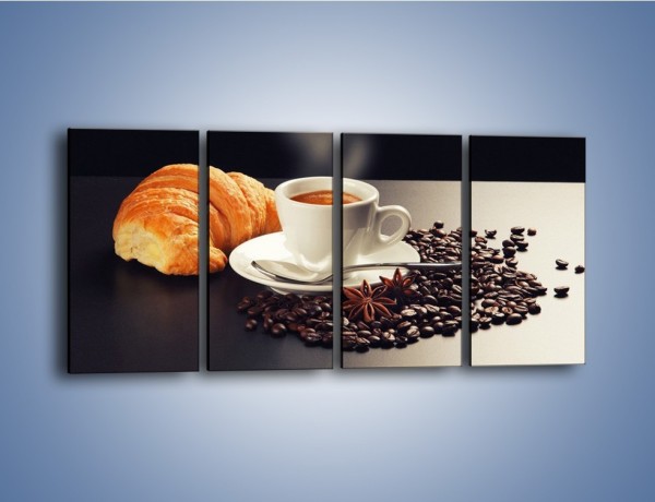 Obraz na płótnie – Rogalik z kawą – czteroczęściowy JN278W1