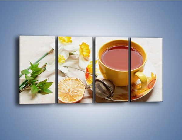 Obraz na płótnie – Herbata wśród żonkili – czteroczęściowy JN288W1