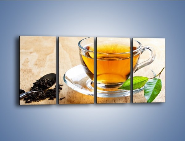 Obraz na płótnie – Listek mięty dla orzeźwienia herbaty – czteroczęściowy JN290W1