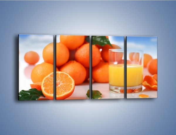 Obraz na płótnie – Szklanka soku pomarańczowego – czteroczęściowy JN301W1