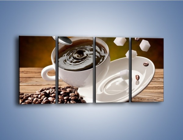 Obraz na płótnie – Kawowe szaleństwo na stole – czteroczęściowy JN315W1