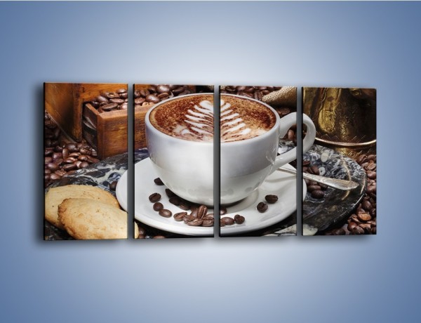 Obraz na płótnie – Taca z kawą – czteroczęściowy JN338W1