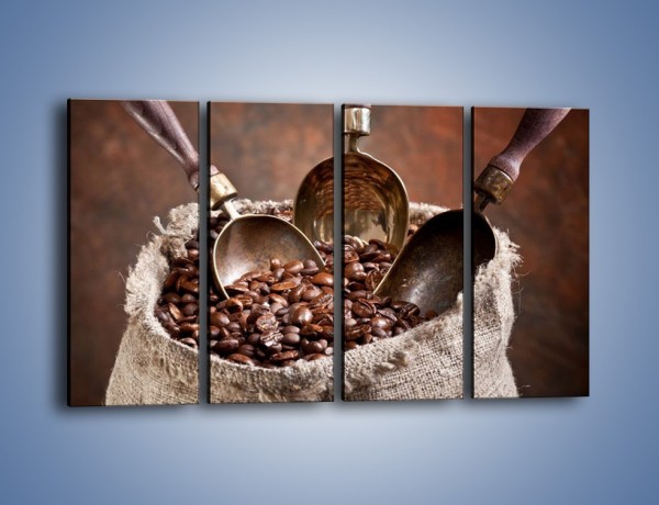 Obraz na płótnie – Wór pełen ziaren kawy – czteroczęściowy JN344W1