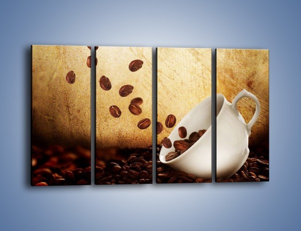 Obraz na płótnie – Rozsypane ziarna kawy – czteroczęściowy JN346W1