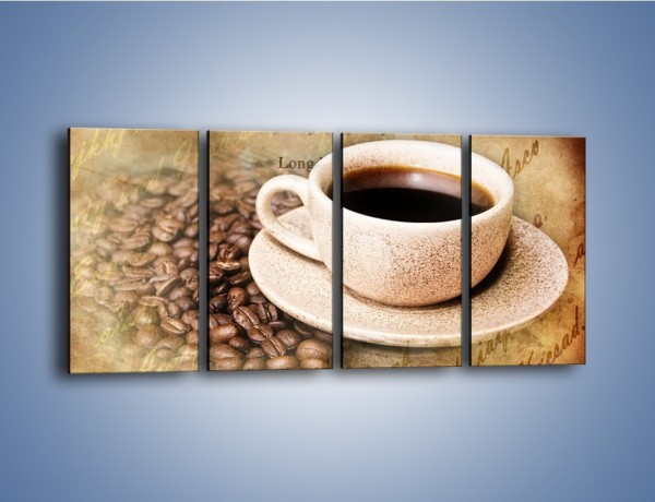Obraz na płótnie – List przy filiżance kawy – czteroczęściowy JN347W1