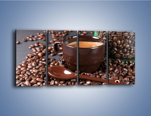Obraz na płótnie – Kawa w ciemnej filiżance – czteroczęściowy JN348W1