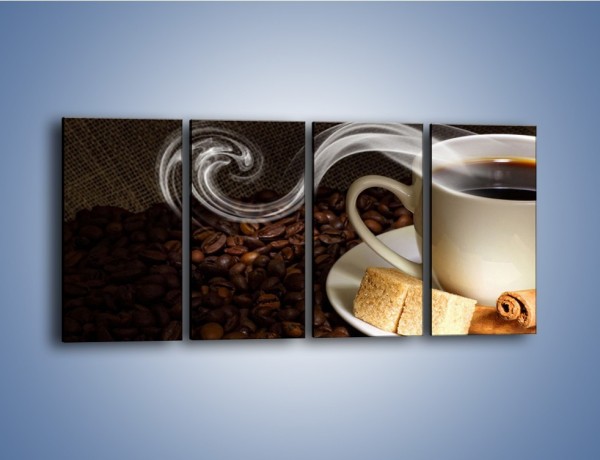 Obraz na płótnie – Kawa z kostkami cukru – czteroczęściowy JN364W1