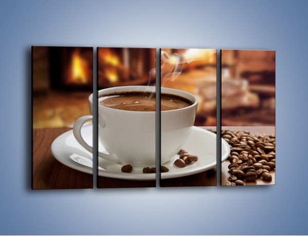 Obraz na płótnie – Kawa przy kominku – czteroczęściowy JN385W1