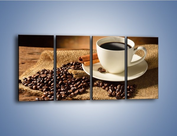 Obraz na płótnie – Kawa w białej filiżance – czteroczęściowy JN406W1