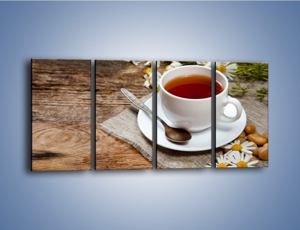 Obraz na płótnie – Herbata wśród stokrotek – czteroczęściowy JN413W1