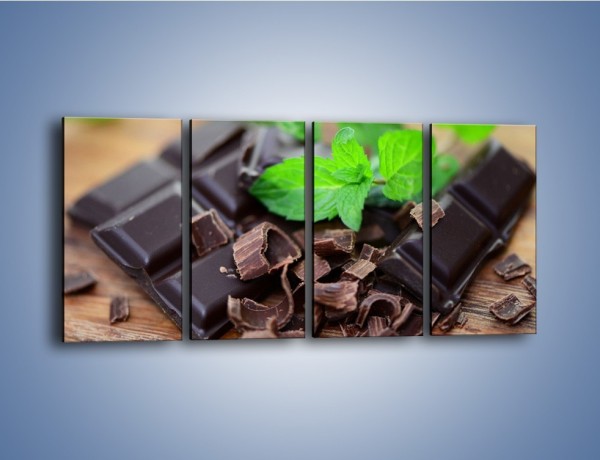 Obraz na płótnie – Połamana czekolada z miętą – czteroczęściowy JN442W1