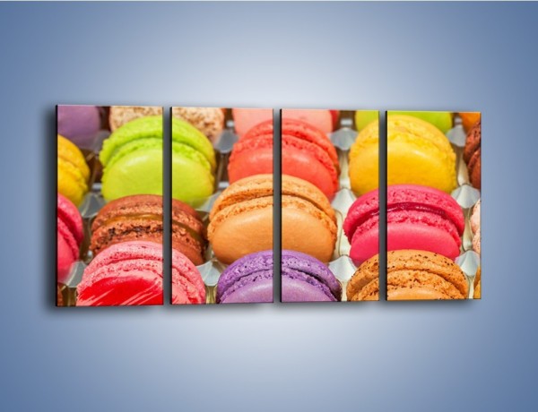 Obraz na płótnie – Słodkie babeczki w kolorach tęczy – czteroczęściowy JN458W1