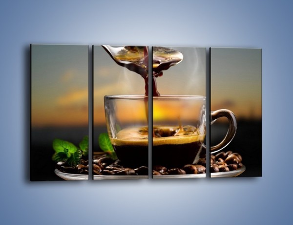 Obraz na płótnie – Łyżeczka gorącej kawy – czteroczęściowy JN467W1