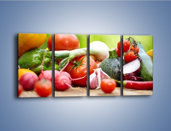 Obraz na płótnie – Warzywne kombinacje na stole – czteroczęściowy JN481W1