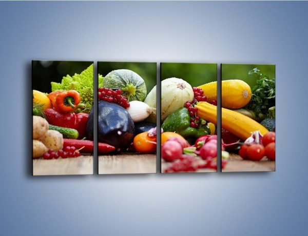 Obraz na płótnie – Warzywa na ogrodowym stole – czteroczęściowy JN483W1