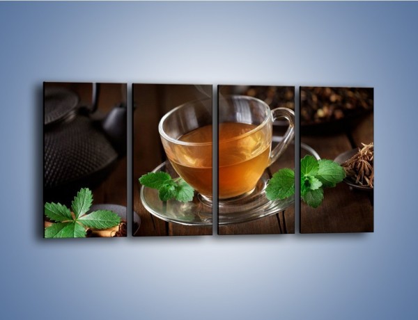 Obraz na płótnie – Mała filiżanka gorącej herbaty – czteroczęściowy JN493W1