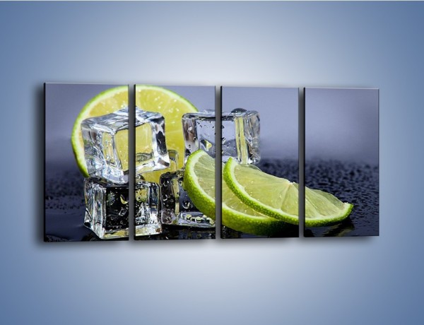 Obraz na płótnie – Plastry limonki o zmroku – czteroczęściowy JN496W1