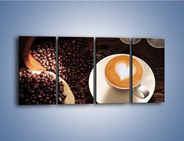 Obraz na płótnie – Kawa z białym sercem – czteroczęściowy JN546W1