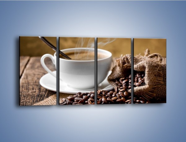 Obraz na płótnie – Filiżanka kawy z małą łyżeczką – czteroczęściowy JN598W1