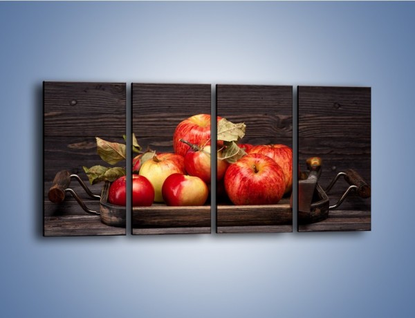 Obraz na płótnie – Dojrzałe jabłka na stole – czteroczęściowy JN653W1