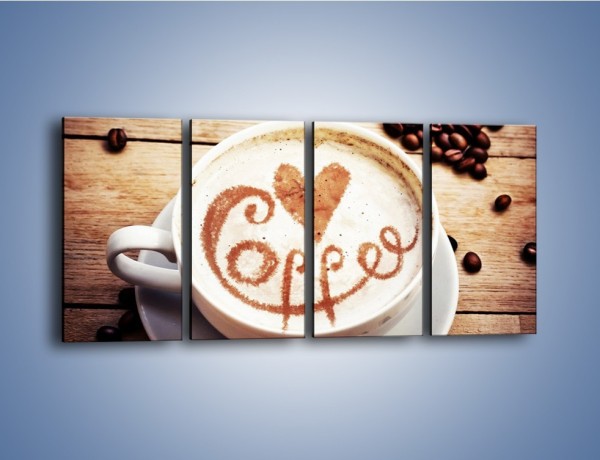 Obraz na płótnie – Kawa rządzi w kuchni – czteroczęściowy JN695W1
