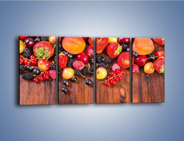 Obraz na płótnie – Stół do polowy wypełniony owocami – czteroczęściowy JN721W1