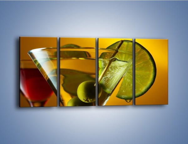 Obraz na płótnie – Drink nie tylko z oliwką – czteroczęściowy JN736W1