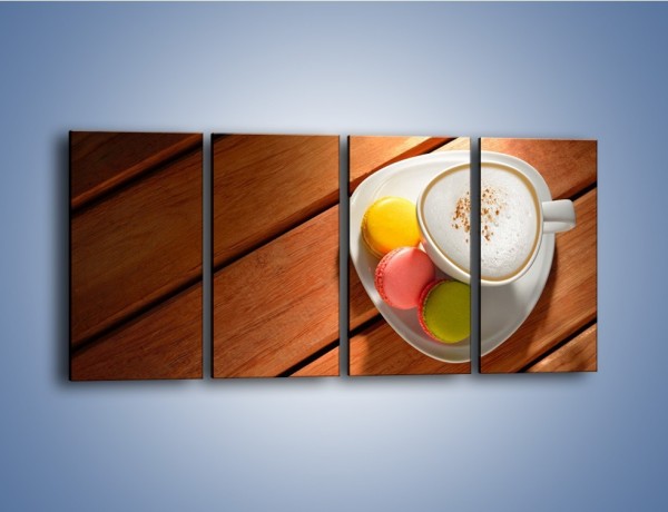 Obraz na płótnie – Makaroniki w towarzystwie kawy – czteroczęściowy JN737W1