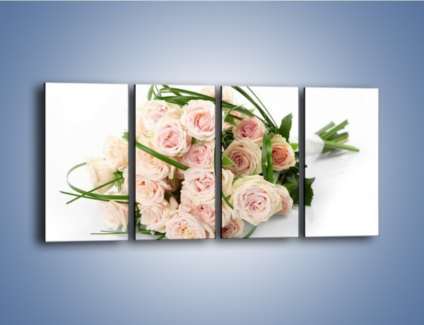 Obraz na płótnie – Wiązanka delikatnie różowych róż – czteroczęściowy K012W1
