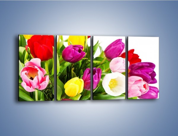 Obraz na płótnie – Kolorowe tulipany w pęku – czteroczęściowy K023W1
