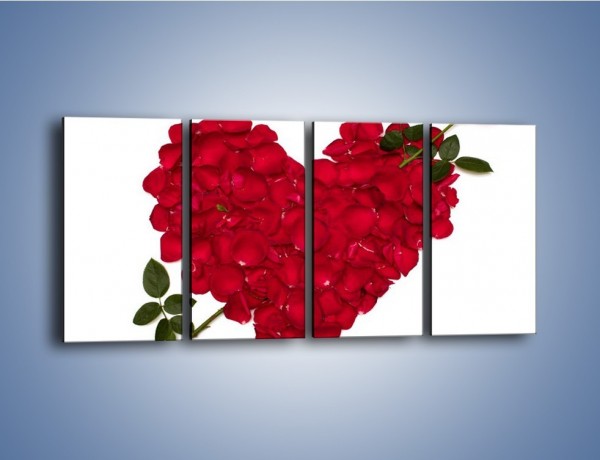 Obraz na płótnie – Różane serce dla ukochanej – czteroczęściowy K042W1