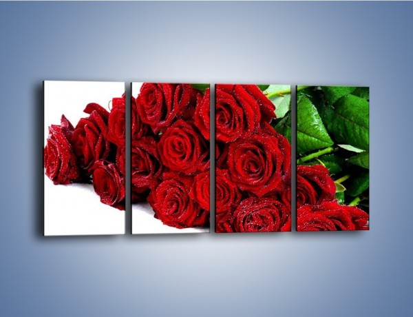 Obraz na płótnie – Oszronione czerwone róże – czteroczęściowy K047W1
