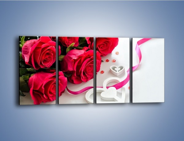 Obraz na płótnie – Róża z miłosnym przekazem – czteroczęściowy K1011W1
