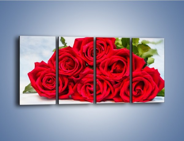 Obraz na płótnie – Czerwone róże bez kolców – czteroczęściowy K1021W1