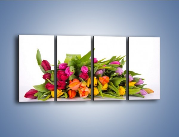 Obraz na płótnie – Kolorowe tulipany pełne luzu – czteroczęściowy K117W1