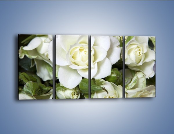 Obraz na płótnie – Białe róże na stole – czteroczęściowy K131W1