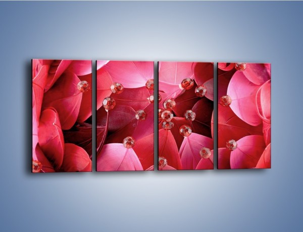 Obraz na płótnie – Koraliki wśród kwiatowych piór – czteroczęściowy K134W1