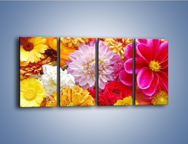 Obraz na płótnie – Letnie kwiaty z działki – czteroczęściowy K198W1