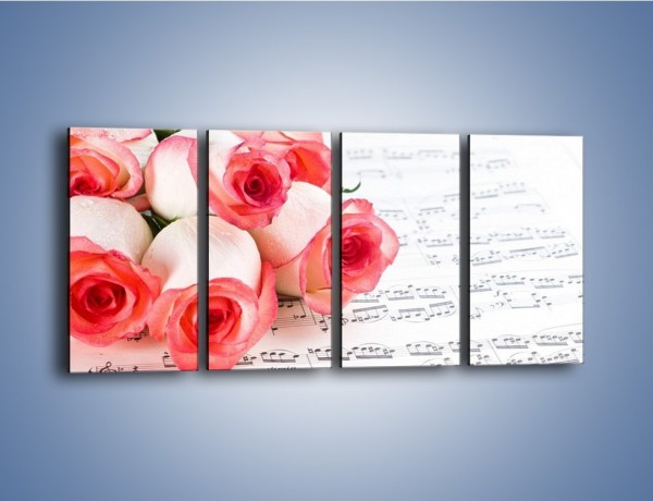 Obraz na płótnie – Najpiękniejsze melodie wśród róż – czteroczęściowy K377W1