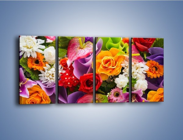 Obraz na płótnie – Kwiaty w kolorze tęczy – czteroczęściowy K462W1