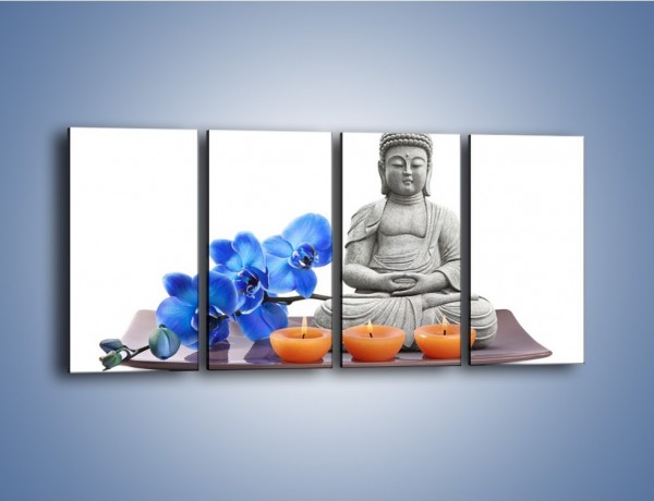 Obraz na płótnie – Budda i kwiat – czteroczęściowy K593W1